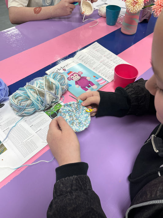 Kids crochet block Monday afternoons